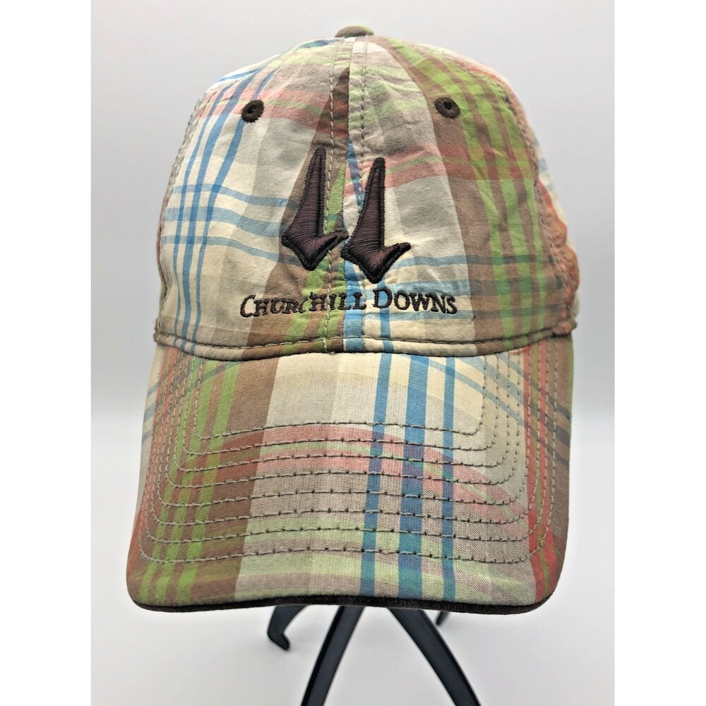 Churchill Downs Hat Ball Cap Brown Plaid Unisex Strapback The Game Horse Racing